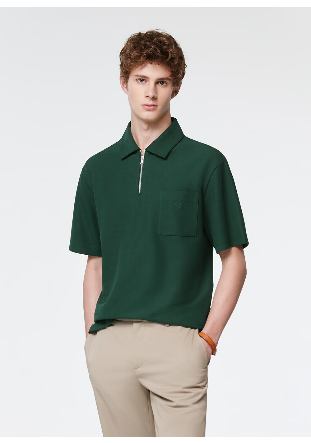 HAZZYS Men's 2026 Summer PHIZ Series Loose Fit Short Sleeve Polo Shirt with Turn-Down Collar and Half Placket 9